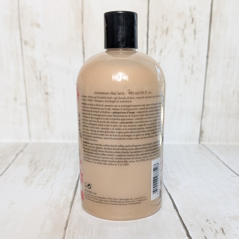 Philosophy Cinnamon Chai Latte Shower Gel Shampoo Bubble‎ Bath 16oz New - Picture 2 of 3